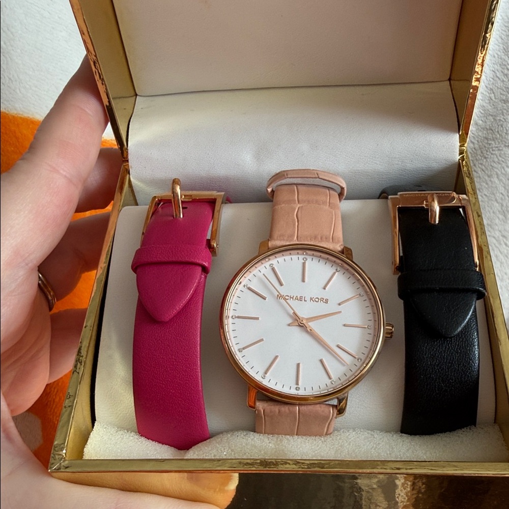 Michael Kors Women's Watch Set - Pink, Black, and Gold